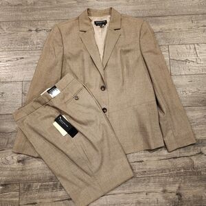 Jones New York Collection Stretch Blazer Size 16 Light Brown Pants 16 Slim NWT